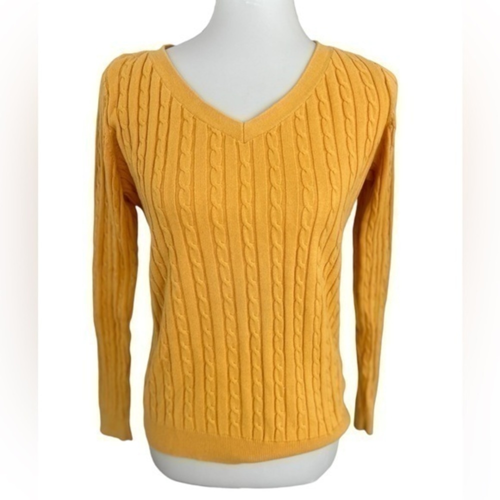 Talbots V-neck cable knit sweater